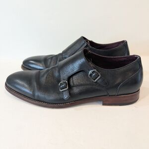 Aston Grey Kedaeri Monk Strap Black Leather Men's Dress Shoes Size 11.5
